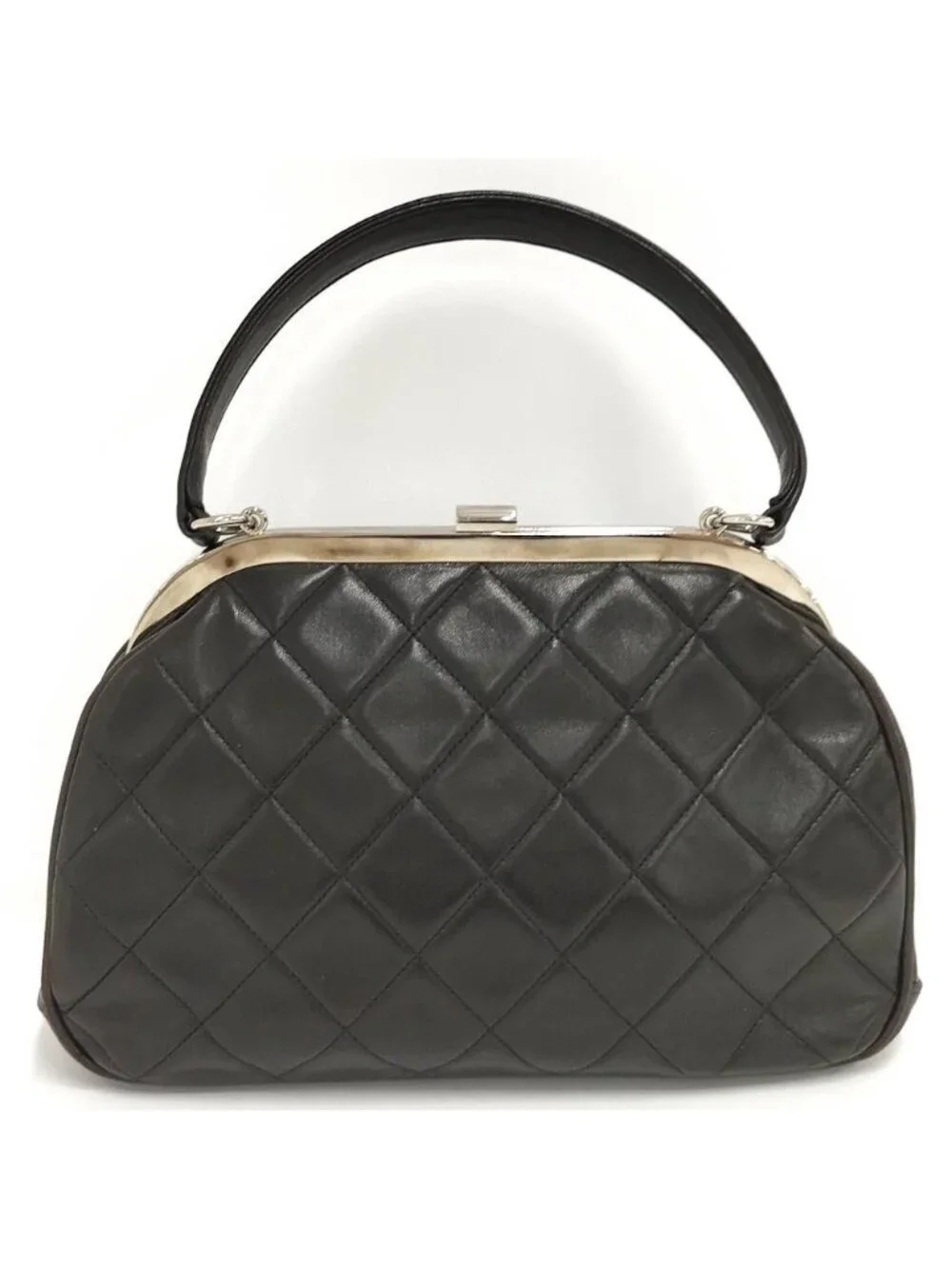Chanel Vintage Quilted Kiss Lock Handbag One Handle